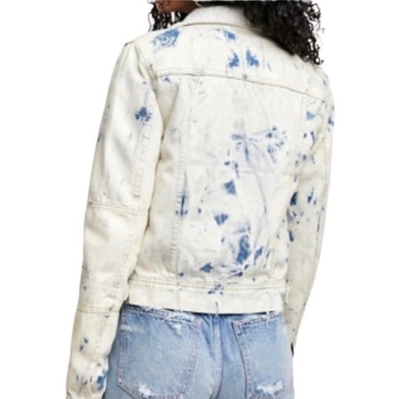 π₯³HPπ₯³ Free People Rumors Denim Jacket Jones Tie Dye Blue - Picture 4 of 11
